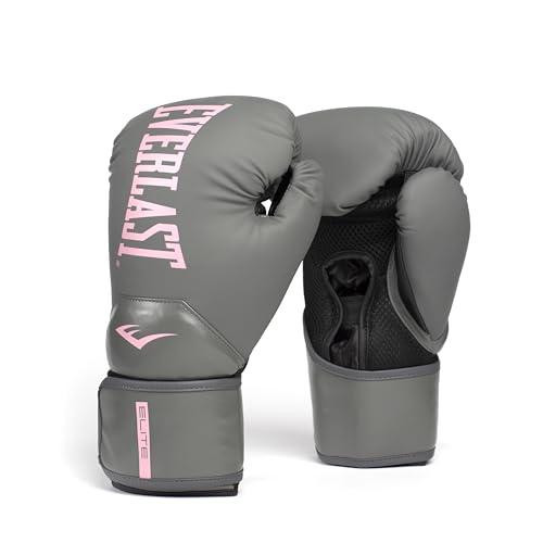 Everlast Elite 2 Boxing Gloves - color: Grey/Pink, size: 8 oz