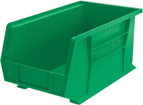 Akro-Mils 30240 AkroBins Plastic Storage Bins, 15"x8"x7", Green, 12-Pack | Space-Saving Stackable Bins for Garage, Pantry, Craft Organization - color: Green
