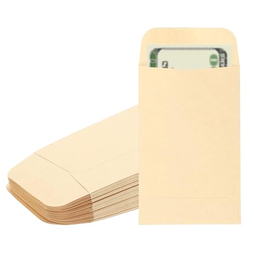 PATIKIL Money Envelope, 50 Pack 3.5" x 2.2" Cash Envelopes Money Holder Bags Budgeting Saving Challenge Letter for Gift Coins Checks Tickets Jewelry Passport Card, Khaki - color: Khaki, size: 3.5" x 2.2"