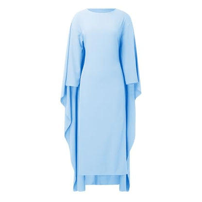 Muslim Dresses for Women One-Piece Long Sleeve Islamic Prayer Dress O Neck Slim Fit Islamic Evening Gown - color: Blue, size: X-Large
