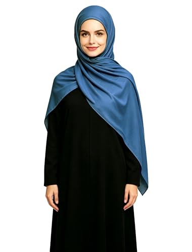Lina & Lily Non-see-through Premium Jersey Maxi Hijab Head Scarf Wrap for Muslim Women - color: Indigo Blue