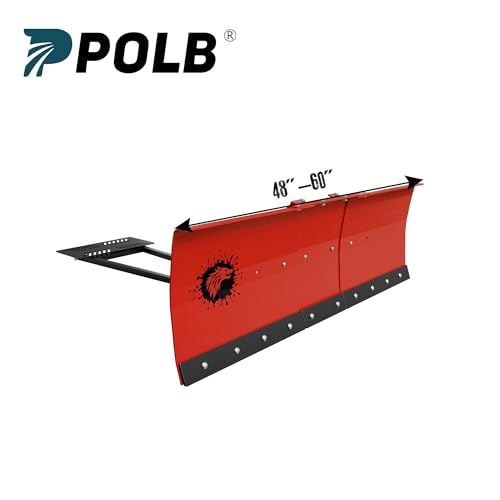 ATV/UTV Front Mount Land Leveler, 48"-60" Adjustable Steel Driveway Grader for Gravel&Dirt, Heavy Duty Yard Leveling Tool, Snow Plow Kit Compatible, 5-Position Angle, Winch Required (Sold Separately) - color: RED