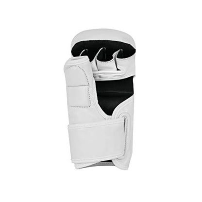 Vali MMA Hybrid Gloves Shooter for Sparring Grappling Training in Martial Arts - color: White, size: Small-Medium