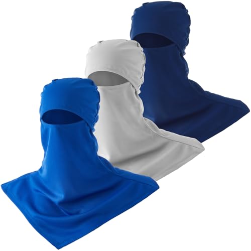 SATINIOR 3 Piece Balaclava Face Cover Sun Protection Neck Cover Summer Balaclava for Men Women Outdoor Sports UV Protector - color: Light Gray, Royal Blue, Navy Blue