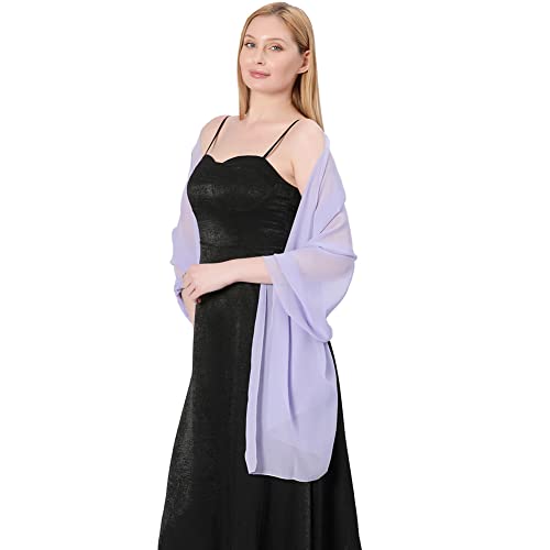 Ladiery Chiffon Shawl Wraps for Women Evening Dresses, Elegant Soft Sheer Shawls for formal dressy Bride Wedding - color: Light Purple