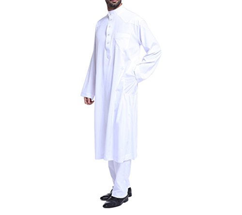 zhxinashu Men's Muslim Thobe Loose Kaftan Dubai Clothing with Pants S-XXXL - size: X-Large