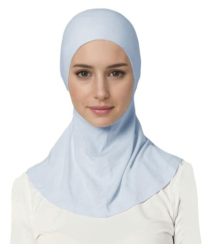 Lina & Lily Jersey Tie Back Hijab Underscarf with Neck Cover Full Coverage for Muslim Women - color: Baby Blue