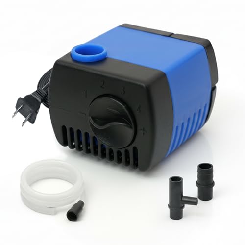 Aqua Dream 80 GPH Submersible Pump - 4.5W Adjustable Ultra Quiet Water Pump for Aquariums and Fountains, 2.25ft Max Lift, Indoor/Outdoor Hydroponic Fish Tank Pump - 1 Pc - color: Blue; 1 Pc, size: 80 GPH