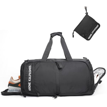 Gym Bag for Men and Women with Shoe Compartment - Lightweight, Waterproof, Foldable Sports Duffel Bag | Small Gym Bag, Black - size: Black