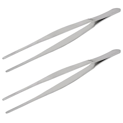 Hordion 2Pcs 6.3" Thumb Forceps Stainless Steel Hobby Tweezers Blunt Serrated Tips Long tweezer - size: 6.3"