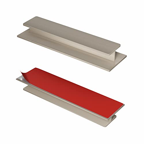 HRX Self-Adhesive Edge Fingerpull Door Handle - Easy to Install Screwless Peel and Stick on Glass, Wood, Metal, Plastic - Sliding Doors Knob for Kitchen Fronts, Drawers & Dressers Panels - 2 Pack - color: Champagne