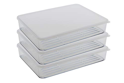 Silicook Flat Plastic Box for Kitchen for Kitchen&Refrigerator Organization, Transparent Food Storage Container for Kitchen, Fridge, Freezer (5 x 600ml) - size: 1900ml