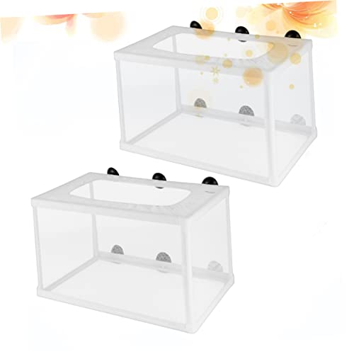 DOITOOL 2pcs Large Fish Net Breeder Box for Aquarium Fry Hatchery Incubator with Suction Cups Durable Mesh for Fish Isolation and Increased Survival Rate