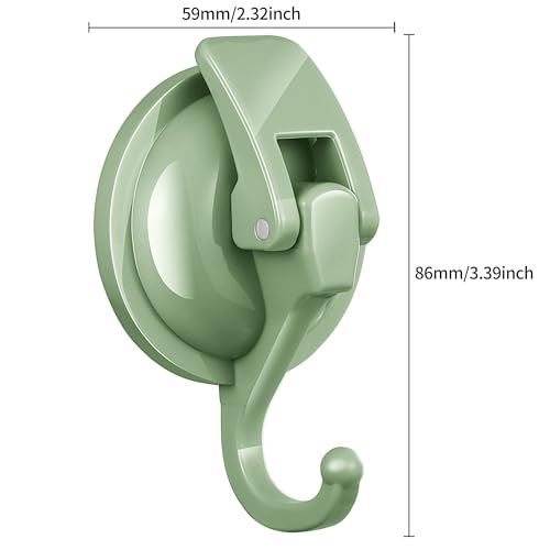 Heavy Duty Vacuum Suction Cup Hooks, Pastel Green Plated Polished Super Suction for Kitchen Bathroom, 2 Pack - color: Pastel Green