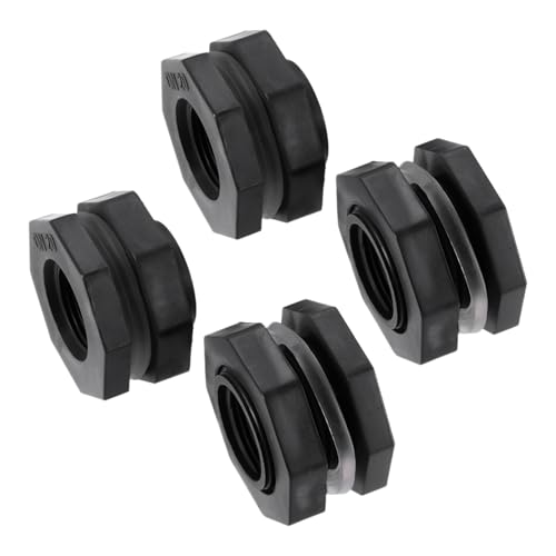 4 Packs Bulkhead Fitting, 3/4 Inch PVC Male GHT x 1/2 Inch Female NPT Bulkhead Water Tank Connector Adapter Fitting for Rain Barrels, Aquariums, Water Tanks, Ponds, Gallon Drain Bucket