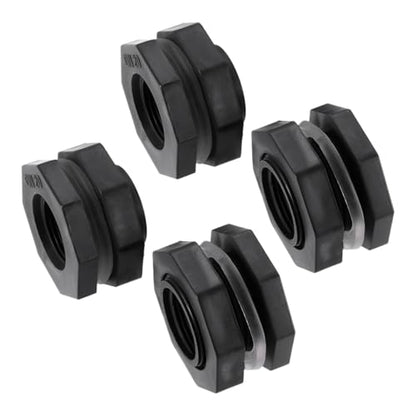 4 Packs Bulkhead Fitting, 3/4 Inch PVC Male GHT x 1/2 Inch Female NPT Bulkhead Water Tank Connector Adapter Fitting for Rain Barrels, Aquariums, Water Tanks, Ponds, Gallon Drain Bucket