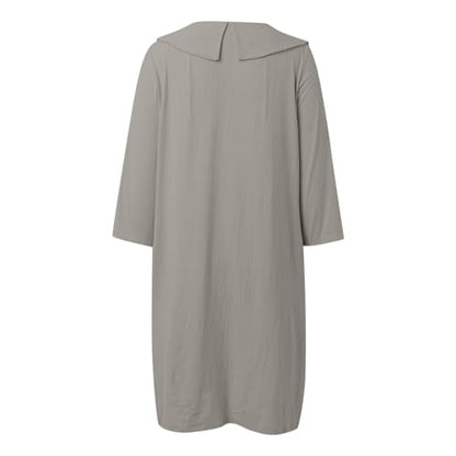 Muslim Dresses for Women Long Sleeve One-Piece Islamic Prayer Dress O Neck Casual Flowy Maxi Dress Dress - color: Grey, size: Medium