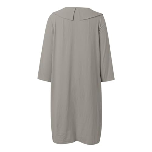 Muslim Dresses for Women Long Sleeve One-Piece Islamic Prayer Dress O Neck Casual Flowy Maxi Dress Dress - color: Grey, size: Medium