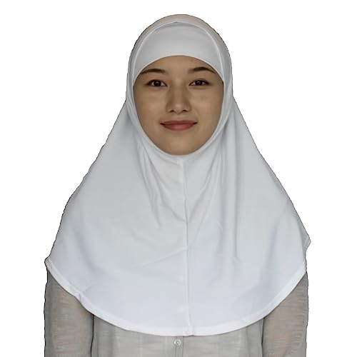 Women's Muslim Hijab Al-Amira Hijabs 2 Pieces with Tube Underscarf Cap Instant Soft Scarf - color: White