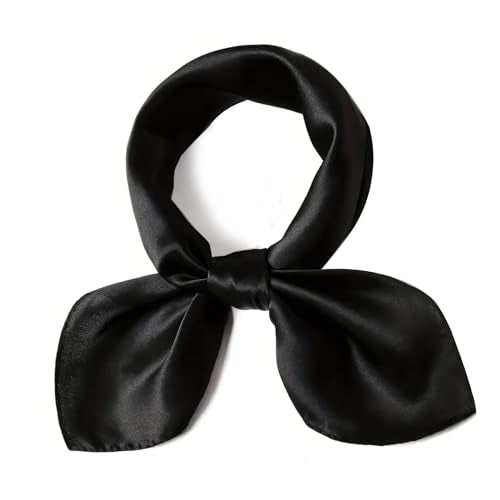 vimate 35" Square Silk Like Head Scarf - Women's Fashion Satin Scarf Bandana for Hair Wrapping at Night. - color: A#. Black