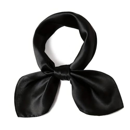 vimate 35" Square Silk Like Head Scarf - Women's Fashion Satin Scarf Bandana for Hair Wrapping at Night. - color: A#. Black