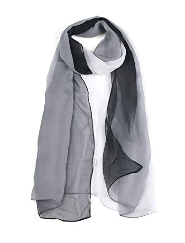 uxcell Women'sChiffon Sheer Long Scarf Silky Gradient Party - color: Black White