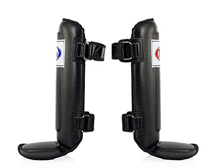 Fairtex SP3 Lightweight Shin Guards, Muay Thai MMA Avoid Shin Splints Gear | Featherweight synthetic shell with high-density padding. Articulated lower-leg armor enhances mobility and leg protection - color: Black, size: Large