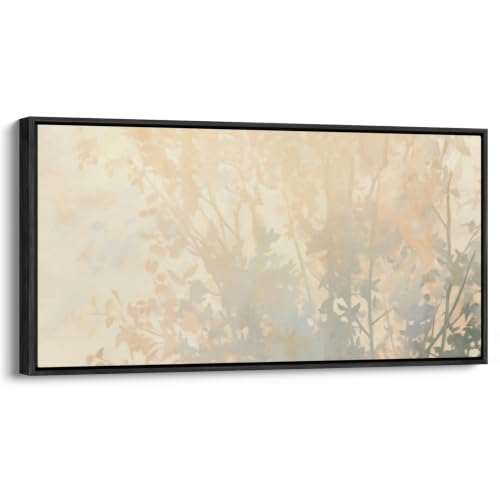wall26 Extra Large Framed Wall Art Canvas Print - Muted Soft Botanical Tree - Contemporary Artwork for Living Room Bedroom Office - 60"x30" Black - color: A10-2608-M26, size: 60"L x 30"W, style: Black Frame