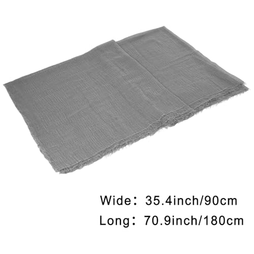 Nydotd Women Summer Cotton Linen Scarf Crinkle Long Beach Shawl Wrap hijab with Fringe - color: Light Grey