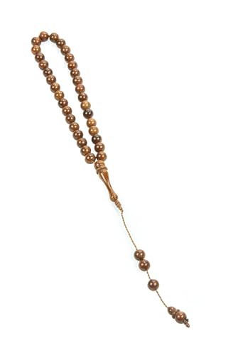 ihvan online, Islamic Prayer Beads (8mm – 33 Beads), Natural Stone Muslim Prayers Bead, Daily Dhikr Tasbeeh, Subha Tasbih Gift for Ramadan Hajj Umrah, Kuka Muslim Rosary, Round Cuts, Brown - color: Kuka Round - Brown, size: 8mm ( 33 Beads )