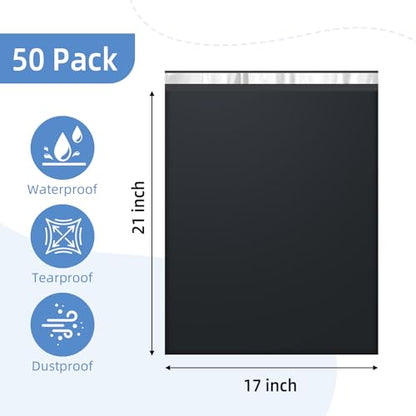 Famagic Black Poly Mailers 17x21 for Clothes, Books and Shipping, 50 Pack | Self Seal Large Shipping Bags, Waterproof Mailing Bags, Tear-Proof Shipping Envelopes, Strong Adhesive Packaging Bags - color: Black, size: 17x21