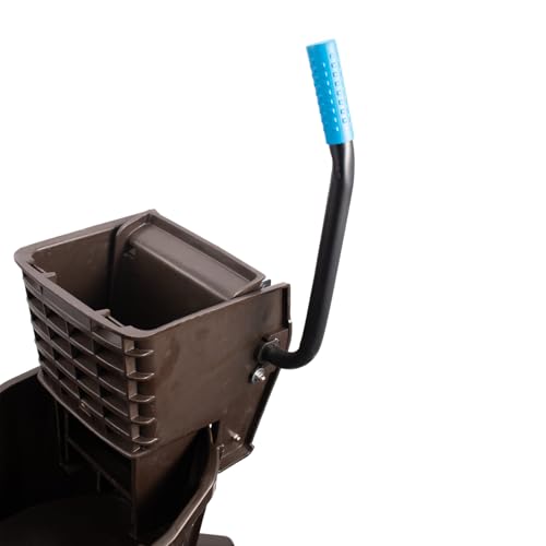Carlisle FoodService Products 26 Qt Mop Bucket with Side Wringer, Brown | Polypropylene, 50,000-Cycle Wringer, Non-Marking Swivel Casters, Color-Coded Cleaning, Assembly Required - color: Brown