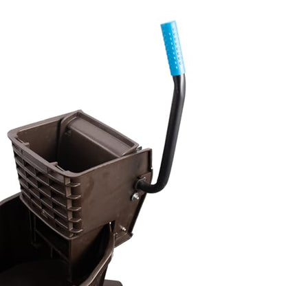 Carlisle FoodService Products 26 Qt Mop Bucket with Side Wringer, Brown | Polypropylene, 50,000-Cycle Wringer, Non-Marking Swivel Casters, Color-Coded Cleaning, Assembly Required - color: Brown