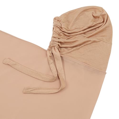 Yeieeo Instant Chiffon Hijab with Undercap (Tube or Bandage Cap), Breathable, no sweat buildup,Solid Chiffon Head Wraps - color: Dark Nude