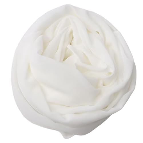 Chiffon Scarf for Women Lightweight Breathable Sunscreen Soft Solid Hijab Scarf for Daily & Muslim Wear - color: Cream-white Chiffon Scarf
