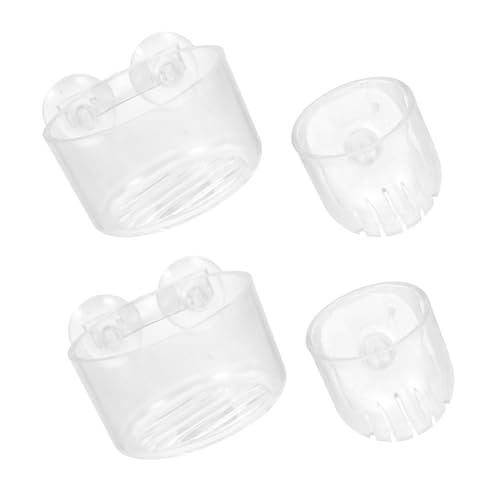 HEMOTON 4pcs Acrylic Fish Feeding Cups with Suction Cup Set, Aquarium Feeder Bowls for Red Worms and Shrimp, Sturdy Fish Tank Food Containers for Aquarium Accessories