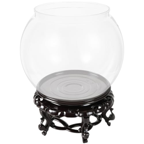 DECHOUS Round Fish Bowl with Stand, 2 Gallon Fish Tank Decor Tabletop Small Fish Bowl Hydroponic Vase Planter Aquarium Desktop Fish Tank for Betta Fish/Goldfish, Plastic Material