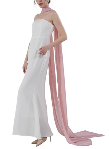 Women's 157 Inch Long Chiffon Neck Scarf Chiffon Veil Scarf Shawl Wrap for Wedding Bridal Evening Bridesmaid Dresses - color: Dusty Rose