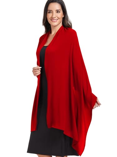 Chiffon Shawl and Wraps for Women Warm Scarves Wedding Evening Bridal Scarfs Pashmina Shawls - color: Red