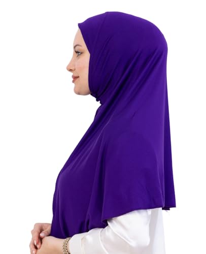 Prien Ready Hijab For Women, One Piece Muslim Instant Turban, Easy To Wear Long Head Scarf, Turkish Islamic Clothes For Abaya - color: Purple