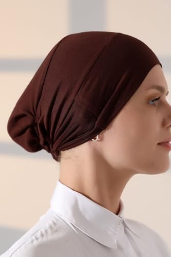 ihvan online, Hijab Cap, Beanie Undercap Scarf, Turban Head Wraps for Women, Hair Wrap, Muslim Under Scarf Hijab Cap - color: Light Brown