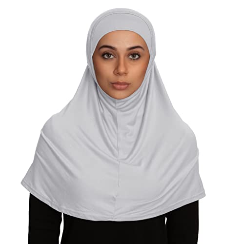 TheHijabStore.com Women's 2 Piece Amira Jersey Hijab - Soft Modal Stretch Head Scarf with Tube Under Scarf Cap - color: White