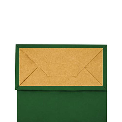 bagmad 100 Pack 8x4.75x10 Inch Medium Green Gift Paper Bags with Handles Bulk, Kraft Bags, Craft Grocery Shopping Retail Party Favors Wedding Business Sacks (Dark Green, 100pcs) - color: Green
