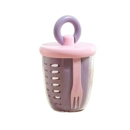 Portable Salad Cup with Fork and Spoon - Double Layer Fresh Keeping Box for Office and Picnic Use(Pink) - color: Pink