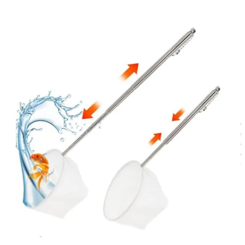 Aquarium Net with Extendable Long Handle, Adjustable Wastes Skimming Cleaning Tools Nylon Fishing Mesh Nets with Long Plastic Handle - color: square, style: L