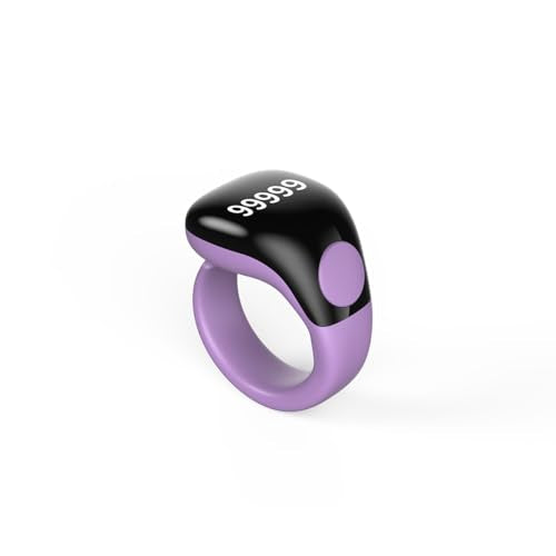 Smart Tasbih Zikr Ring,Adjustable Counter, 3 Sizes (18,20,22mm) Muslim Digital Azan Alarm Clock,APP Support Digital Counter Prayer Reminder Rings, Waterproof 5 Digit Finger Counter zikr Ring(Purple) - color: Purple