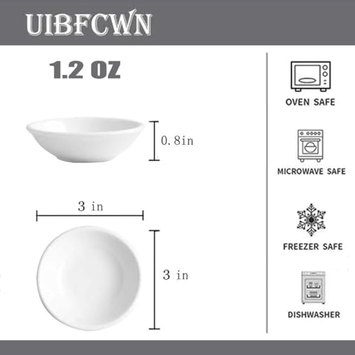 UIBFCWN 6 Pack Soy Sauce Dish 3inch Ceramic Dipping Bowls Bulk, 1.2 Oz White Dipping Sauce Bowls/Dishes, Small Dipping Sauce Cups for Sushi Ketchup Olive Oil Appetizer - color: Round, size: 6 Pack