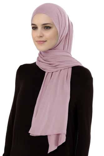Lina & Lily Breathable Premium Modal Woven Hijab Head Scarf Shawl Wrap for Muslim Women Lightweight - color: Dusty Pink