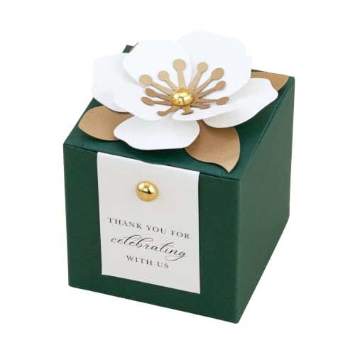 FEIYI 20 PCS Favor Boxes, Emerald Candy Boxes 2.55x2.55x2.55 - color: Emerald Green