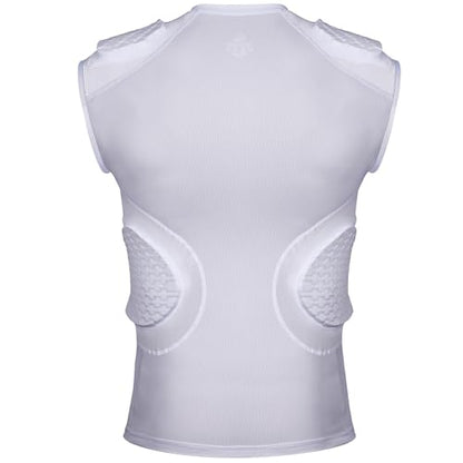 TUOY Adult Rib Chest Protector, New Version - Padded 5 Pads Baseball Football Lacrosse Rib Heart Sternum Guard - color: White, size: Small